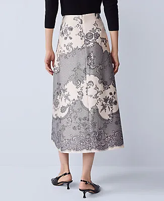 Ann Taylor Petite Floral Satin Midi Skirt sold by Ann Taylor product image thumbnail 3