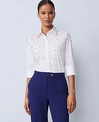 Ann Taylor Petite Embellished Relaxed Perfect Shirt sold by Ann Taylor