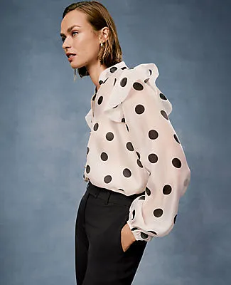 Ann Taylor Petite Dotted Ruffle Trim Blouse sold by Ann Taylor product image thumbnail 3