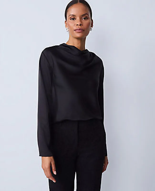 Ann Taylor Petite Asymmetric Satin Top sold by Ann Taylor
