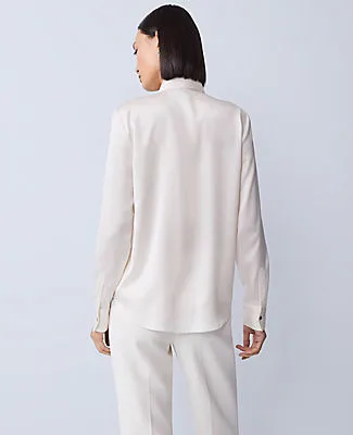 Ann Taylor Petite Embellished Satin Essential Shirt sold by Ann Taylor product image thumbnail 2