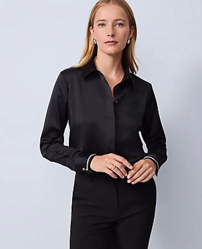 Ann Taylor Petite Embellished Cuff Essential Shirt sold by Ann Taylor