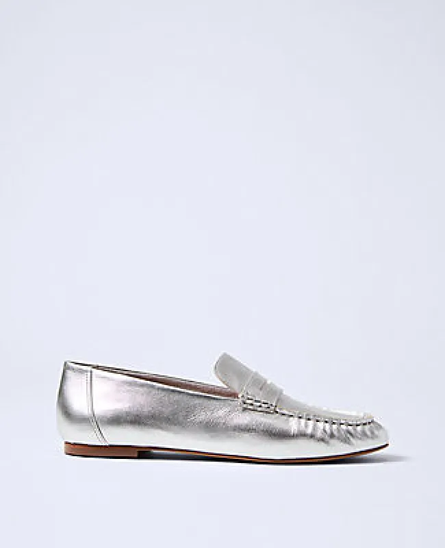 Ann Taylor Metallic Leather Loafer sold by Ann Taylor