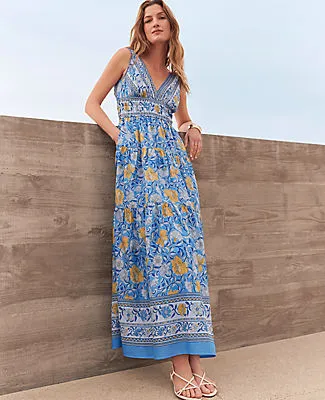 Ann Taylor Petite Floral V-Neck Flare Maxi Dress sold by Ann Taylor product image thumbnail 5