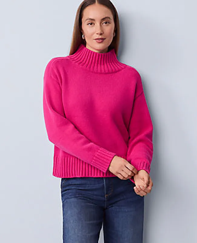 Ann Taylor Ribbed Mock Neck Sweater made by Ann Taylor