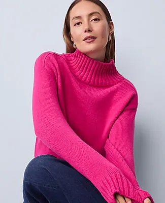 Ann Taylor Ribbed Mock Neck Sweater sold by Ann Taylor product image thumbnail 3