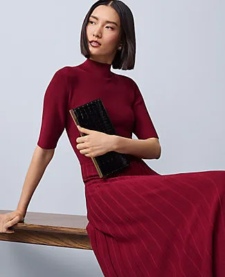 Ann Taylor Mock Neck Pleated Sweater Dress sold by Ann Taylor product image thumbnail 3