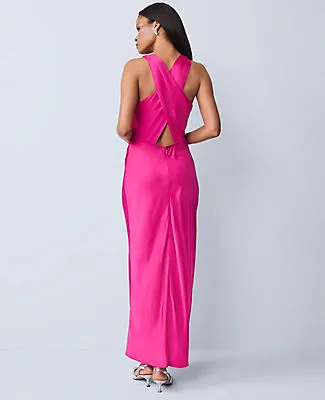 Ann Taylor Petite Halter Bias Satin Maxi Dress sold by Ann Taylor product image thumbnail 2