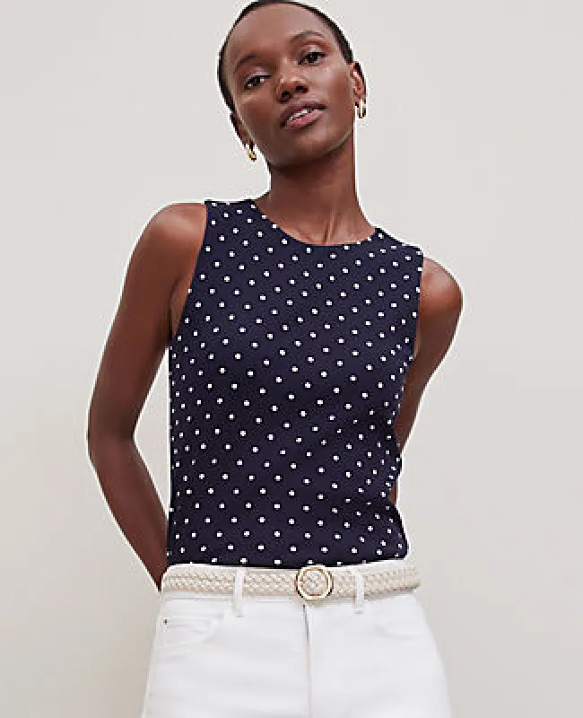 Ann Taylor Dotted Crew Neck Shell Top sold by Ann Taylor