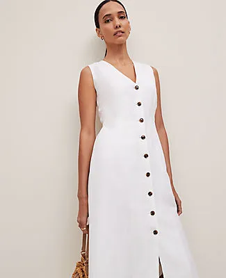 Ann Taylor Petite Linen Blend V-Neck Shirtdress sold by Ann Taylor product image thumbnail 3