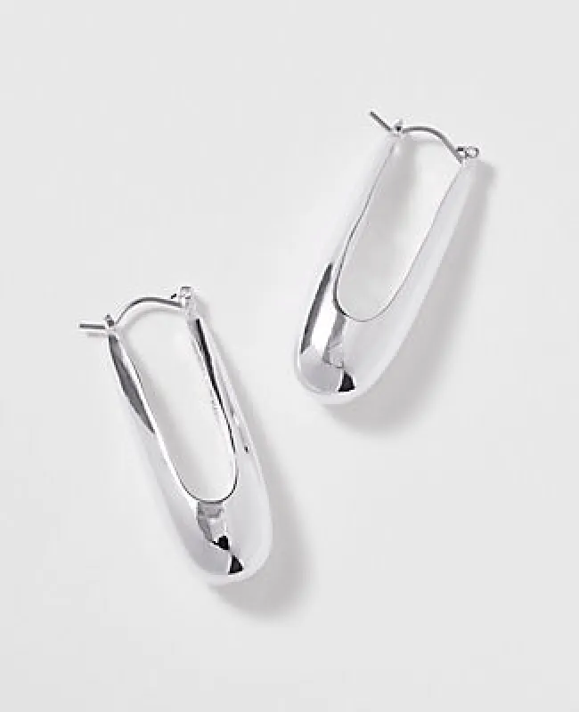 Ann Taylor Elongated Metal Hoop Earrings sold by Ann Taylor