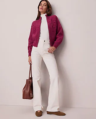 Ann Taylor Petite Weekend Collection Cable Knit Bomber Sweater Jacket sold by Ann Taylor product image thumbnail 5