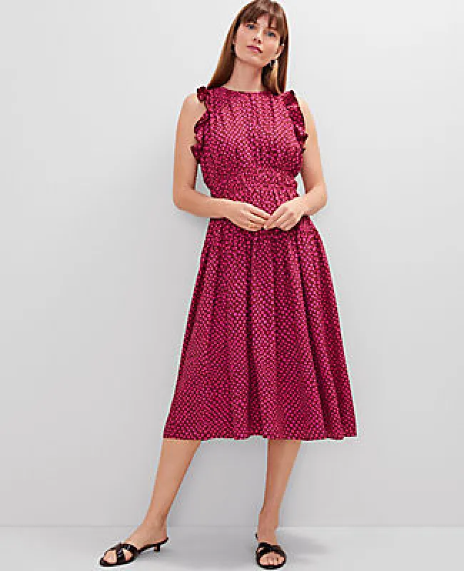 Ann Taylor Petite Dotted Ruffle Midi Dress sold by Ann Taylor