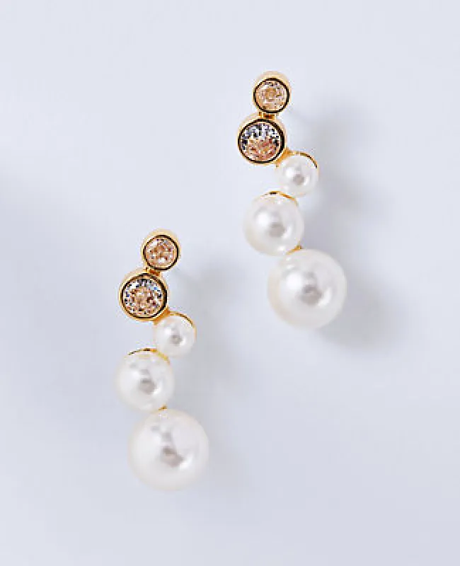 Ann Taylor Crystal Pearlized Drop Earrings sold by Ann Taylor