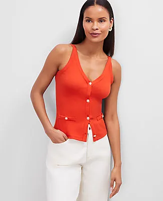 Ann Taylor Button V-Neck Tank Top sold by Ann Taylor