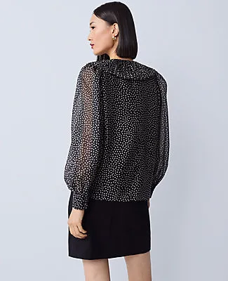 Ann Taylor Dotted Pleated Collar Blouse sold by Ann Taylor product image thumbnail 2