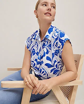 Ann Taylor Tiled Split Neck Popover Top sold by Ann Taylor product image thumbnail 3