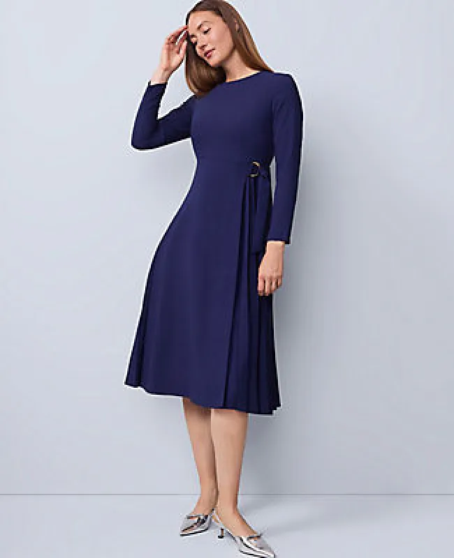 Ann Taylor Petite Pleated Crepe Flare Dress sold by Ann Taylor