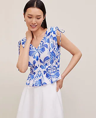 Ann Taylor Tiled Gathered Tie Top sold by Ann Taylor