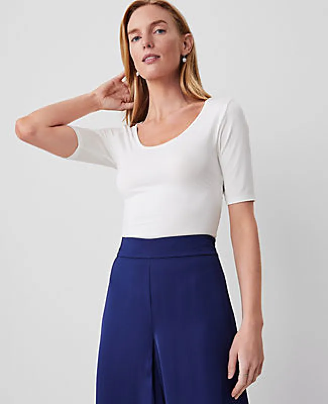 Ann Taylor Scoop Neck Elbow Sleeve Tee sold by Ann Taylor
