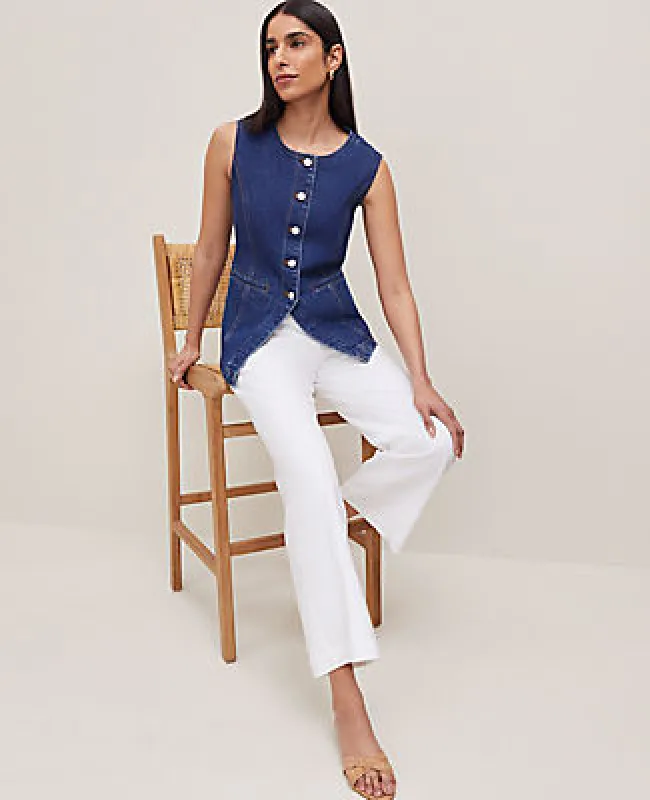 Ann Taylor The Flare Ankle Pant in Linen Blend sold by Ann Taylor