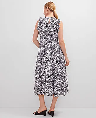 Ann Taylor Petite Floral Ruffle Midi Dress sold by Ann Taylor product image thumbnail 2