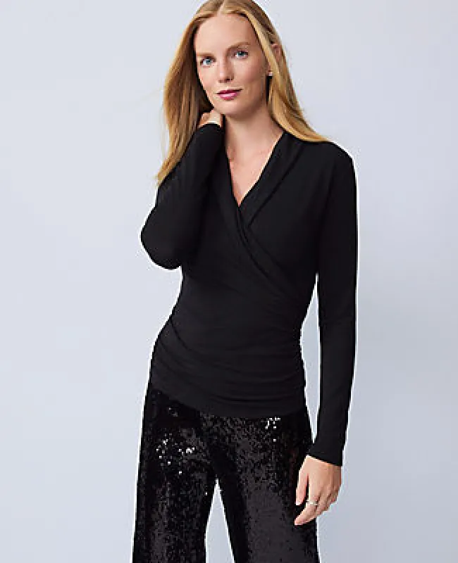 Ann Taylor Shawl Collar Draped Blouse sold by Ann Taylor