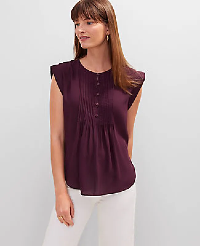 Ann Taylor Pintucked Cap Sleeve Top sold by Ann Taylor