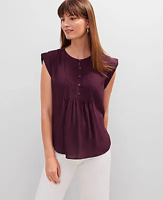 Ann Taylor Pintucked Cap Sleeve Top sold by Ann Taylor