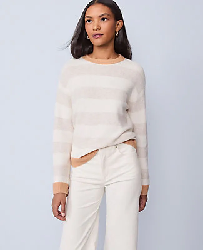Ann Taylor Petite Weekend Collection Striped Crew Neck Sweater sold by Ann Taylor