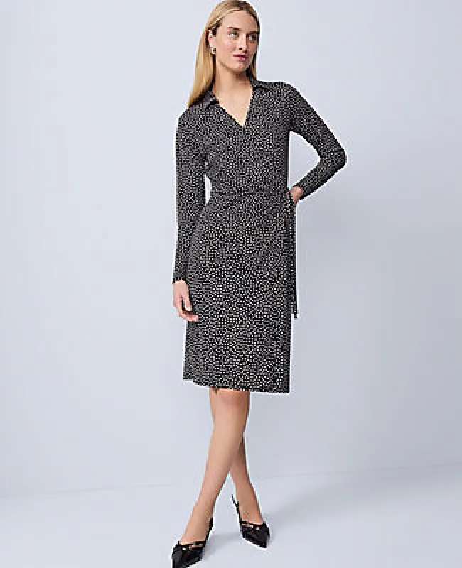 Ann Taylor Petite Dotted Knit Wrap Dress made by Ann Taylor