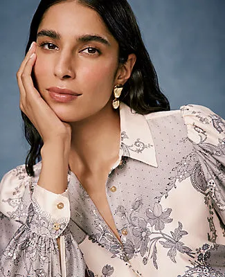 Ann Taylor Petite Floral Satin Blouse sold by Ann Taylor product image thumbnail 4