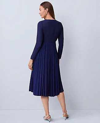 Ann Taylor Petite Pleated Crepe Flare Dress sold by Ann Taylor product image thumbnail 2