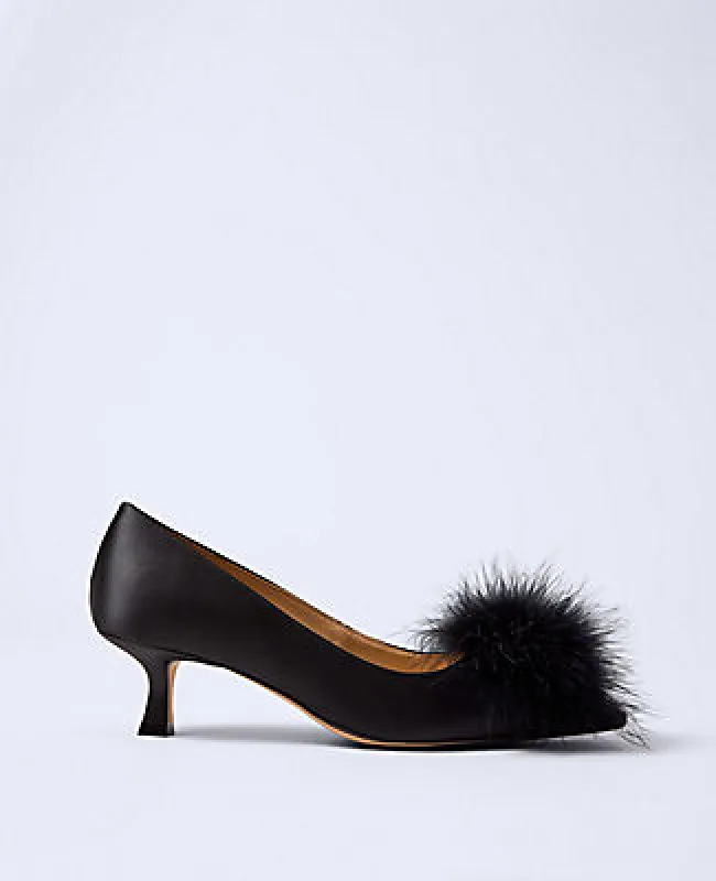 Ann Taylor Nip-Toe Kitten-Heel Suede Feather Pump sold by Ann Taylor
