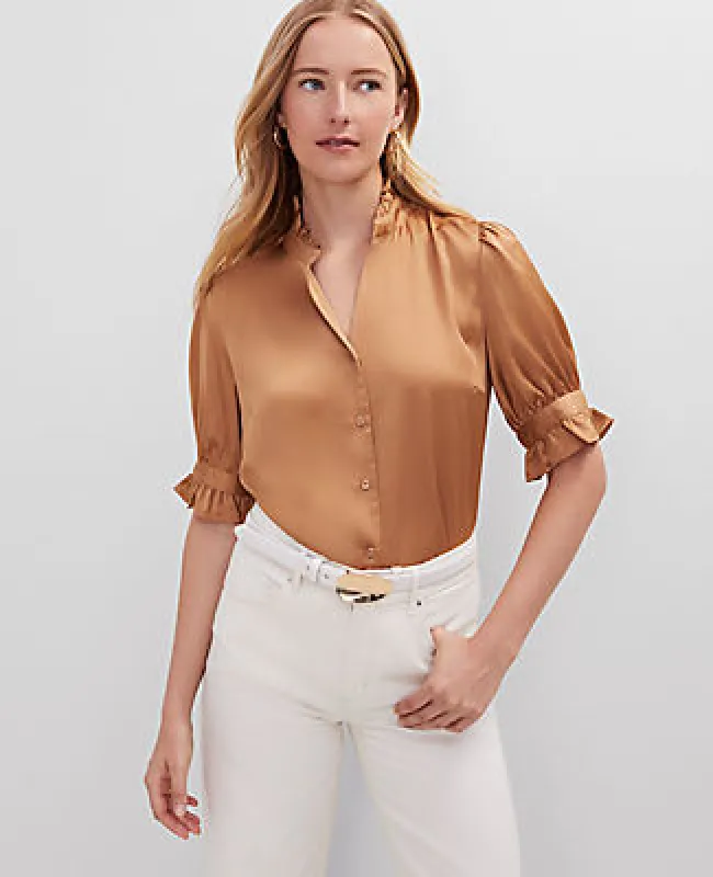 Ann Taylor Ruffle Collar Shirt sold by Ann Taylor