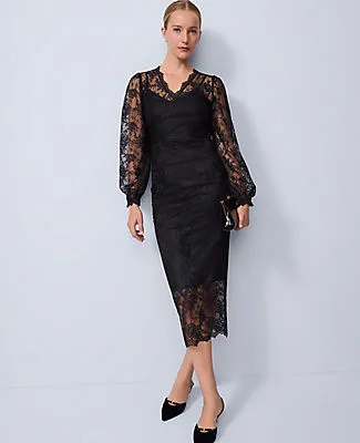 Ann Taylor Petite Lace Clean Midi Skirt sold by Ann Taylor