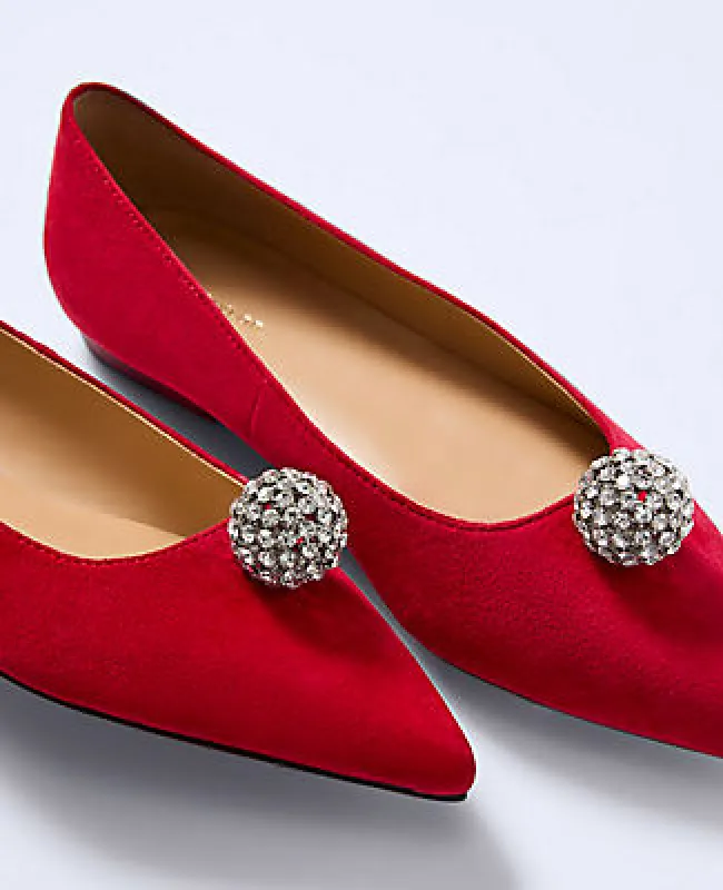 Ann Taylor Pointy Toe Embellished Suede Flat sold by Ann Taylor