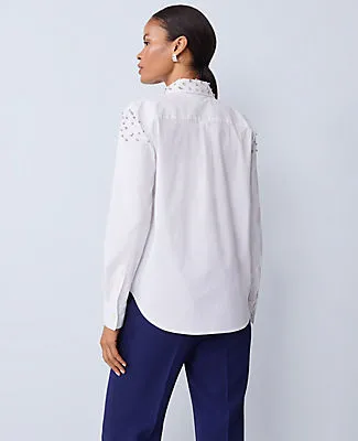 Ann Taylor Petite Embellished Relaxed Perfect Shirt sold by Ann Taylor product image thumbnail 2