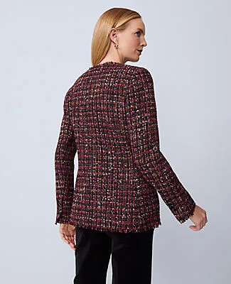 Ann Taylor The Long V-Neck Sequin Tweed Jacket sold by Ann Taylor product image thumbnail 2