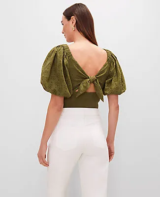 Ann Taylor Petite Eyelet Knotted Tie Back Blouse sold by Ann Taylor product image thumbnail 2