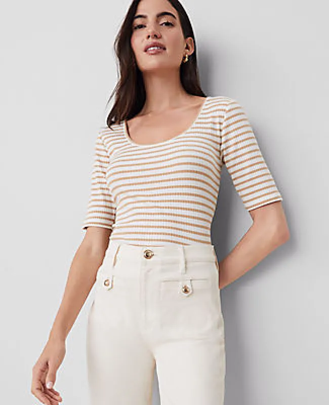 Ann Taylor Striped Scoop Neck Tee sold by Ann Taylor