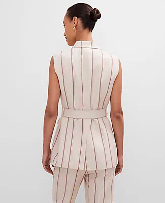 Ann Taylor Petite Pinstripe Belted Vest sold by Ann Taylor product image thumbnail 2