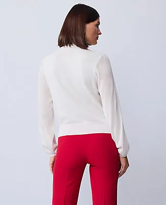 Ann Taylor Mixed Media Tie Neck Top sold by Ann Taylor product image thumbnail 2