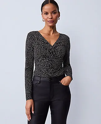 Ann Taylor Petite Dotted V-Neck Top sold by Ann Taylor