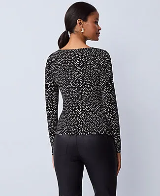 Ann Taylor Petite Dotted V-Neck Top sold by Ann Taylor product image thumbnail 2