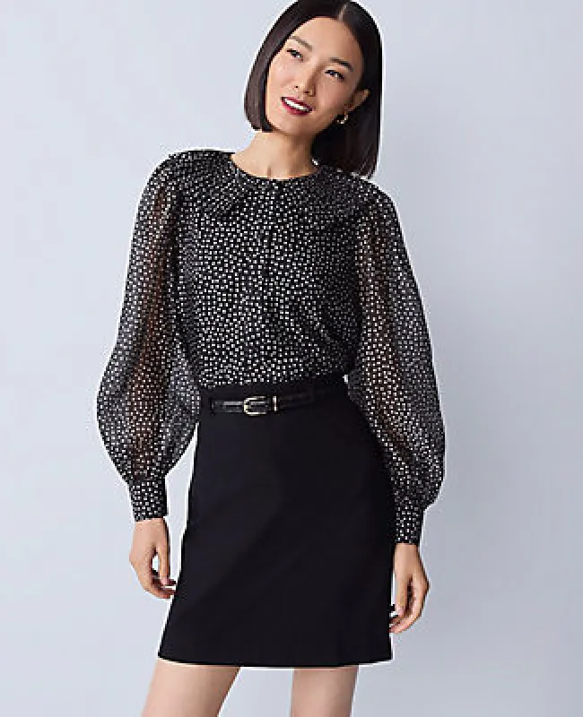 Ann Taylor Dotted Pleated Collar Blouse sold by Ann Taylor