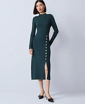 Ann Taylor Petite Ribbed Button Sweater Dress sold by Ann Taylor product image thumbnail 3
