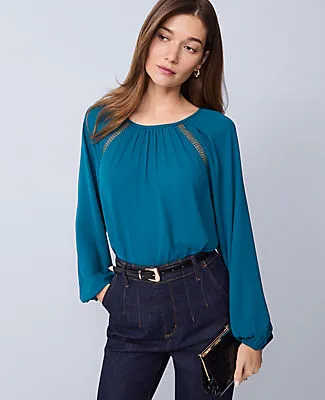 Ann Taylor Lace Trim Mixed Media Blouse sold by Ann Taylor