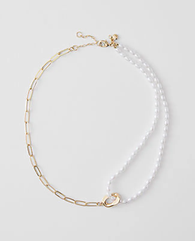 Ann Taylor Double Wrap Chain and Pearl Necklace sold by Ann Taylor