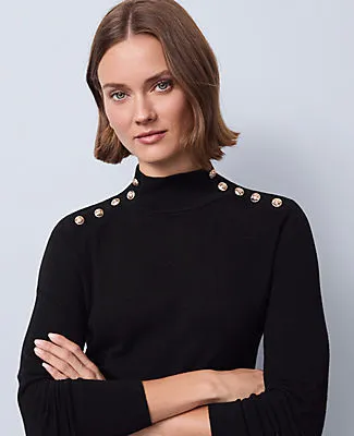 Ann Taylor Button Mock Neck Sweater sold by Ann Taylor product image thumbnail 2